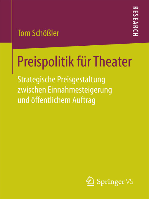Title details for Preispolitik für Theater by Tom Schößler - Available